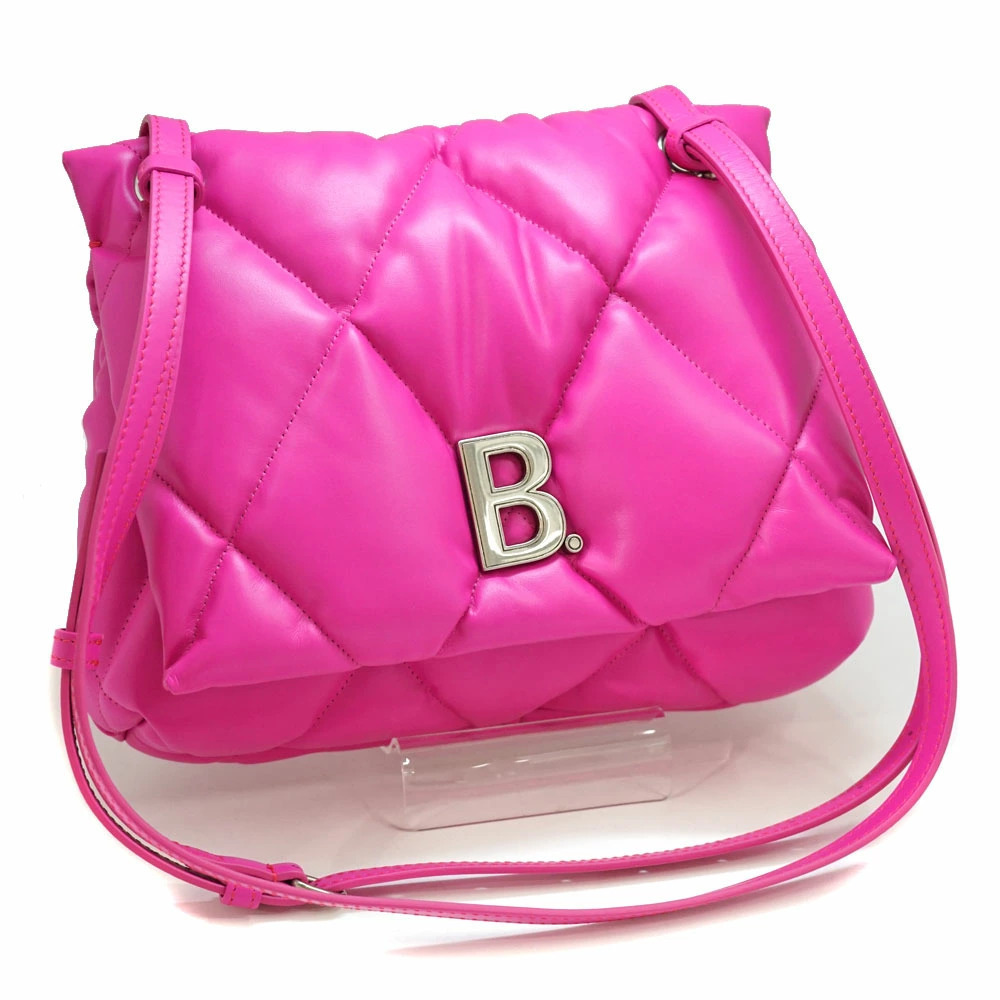 BALENCIAGA Puffy Shoulder Bag Leather Pink Quilted